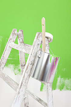 油漆桶,梯子,绿色,房间
