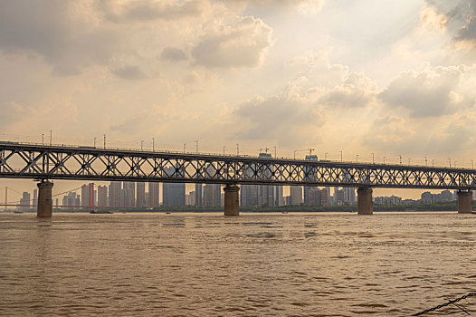 武汉,夏日,城市天际线,日落,夜景,风光