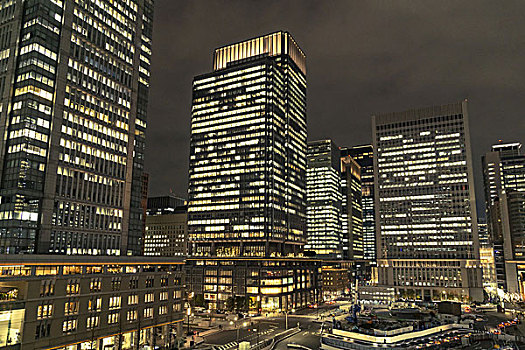 高层建筑,建筑,东京,夜晚
