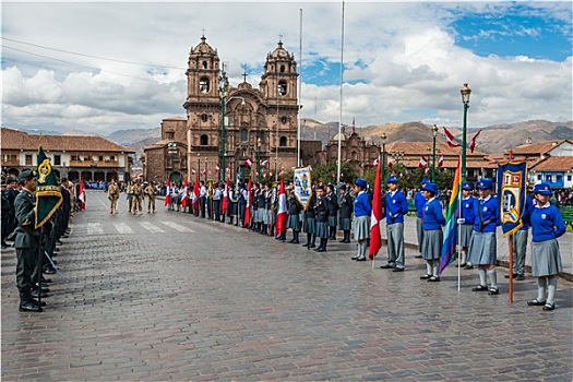 军队,游行,广场,阿玛斯,库斯科市,秘鲁