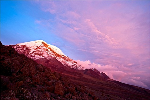 日落,气势,钦博拉索省,火山,顶峰