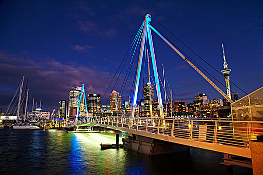 穿过,桥,高架桥,港口,区域,奥克兰,水岸,北岛,新西兰
