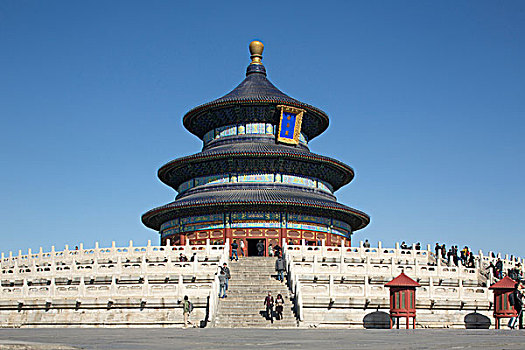 中国,北京,旅游,爬梯,祈年殿,丰收,天坛,公园,晴朗,秋天,下午