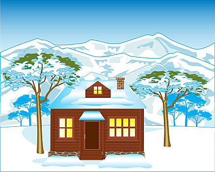 房子,冬天,木头