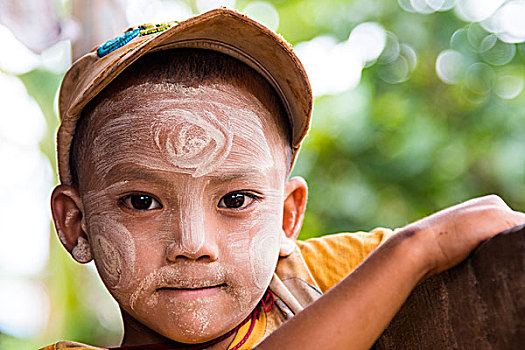 孩子,脸,山,部落,山里人,黑色,克伦邦,少数民族,头像,靠近,卡劳,掸邦,缅甸,亚洲