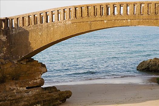 拱桥,海滩,比亚里茨,法国
