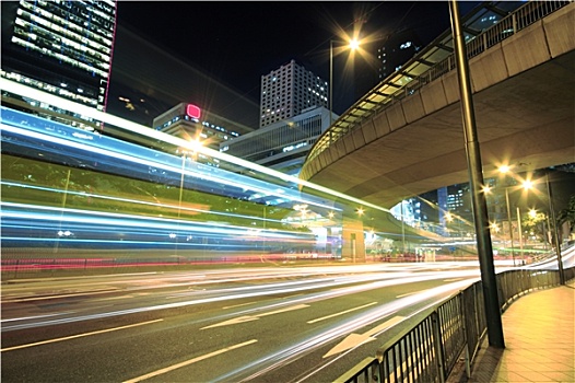 现代,城市,高速公路,交通,夜晚,香港