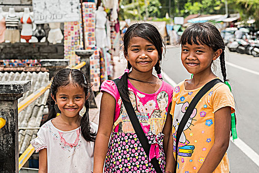 头像,三个,女孩,巴厘岛,印度尼西亚
