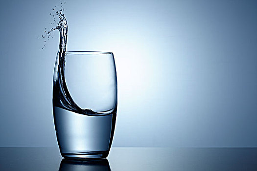 水,溅,玻璃杯