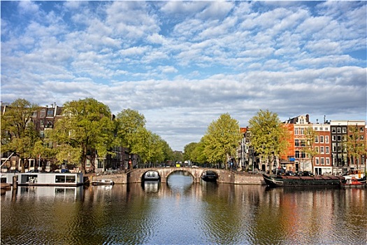 河,风景,阿姆斯特丹,荷兰