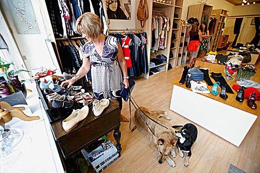 女人,商店,狗,衣服,鞋店,维多利亚,不列颠哥伦比亚省,加拿大