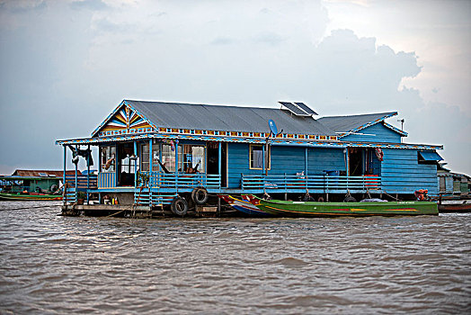 柬埔寨,吴哥,树液,湖,漂浮,房子