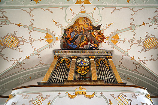 器官,天花板,壁画,教区教堂,朝圣教堂,萨尔茨堡州,奥地利,欧洲