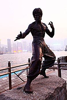 香港,商场,大厦,大楼,街道,夜景,维多利亚港,星光大道,奥斯卡,雕塑,雕像,电影,李小龙,功夫