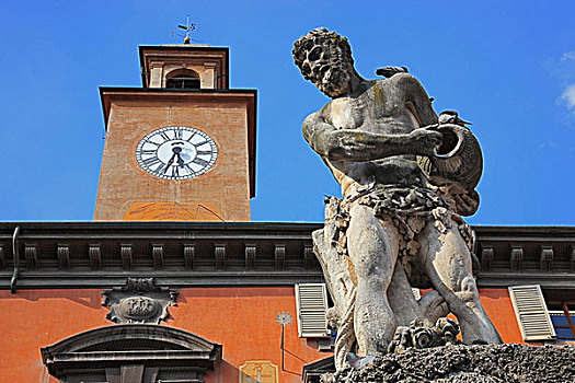雕塑,广场,邸宅,艾米利亚罗马涅,意大利,欧洲