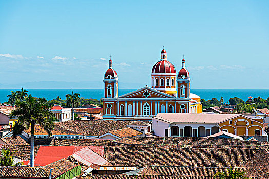风景,大教堂,亚松森,历史,中心,格拉纳达,尼加拉瓜,中美洲