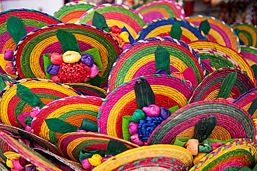 墨西哥,科苏梅尔,彩色,编织物,扇子,纪念品