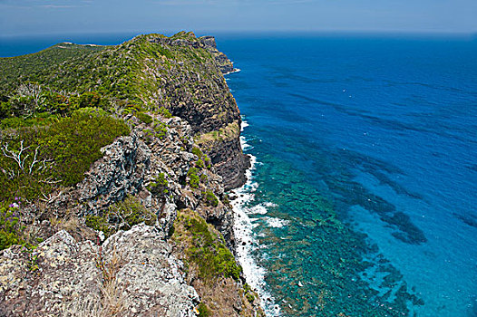 风景,上方,悬崖,豪勋爵岛,新南威尔士,澳大利亚,大洋洲