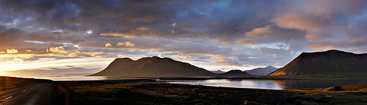 日出,上方,斯奈山半岛,韦斯特兰德,冰岛