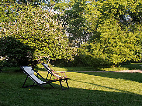 折叠躺椅,花园,勃艮第,法国