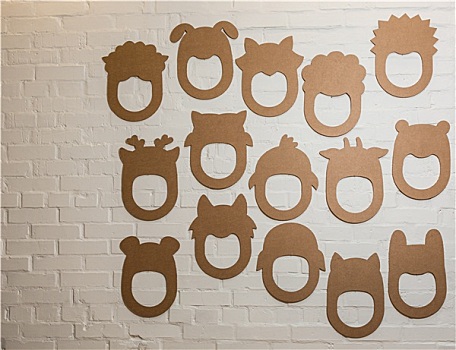 纸板,面具,白色,砖墙