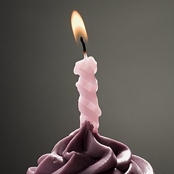 杯形蛋糕,一个,生日蜡烛