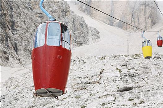 滑雪缆车,山,白云岩,意大利