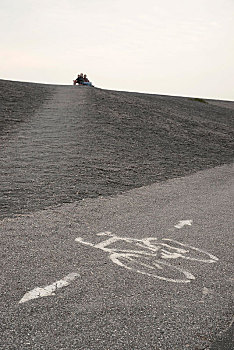 标记,自行车道,埃德施泰茨,北方,石荷州,德国,欧洲