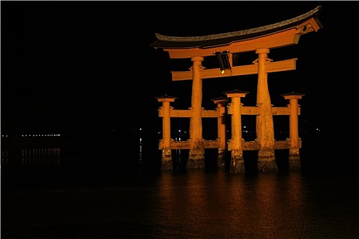 漂浮,大门,严岛神社,日本