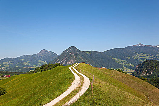 乡村道路,上方,山坡