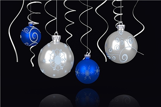 合成效果,图像,蓝色,银,圣诞节饰物