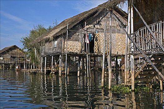 缅甸,茵莱湖,特色,房子,图案,墙壁,编织物,竹子