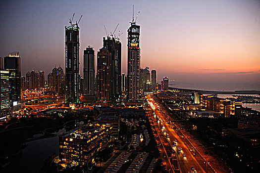 阿联酋,迪拜,码头,日落