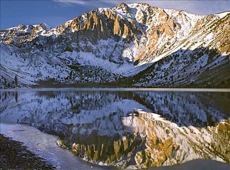 山,犯人,湖,冬天,加利福尼亚