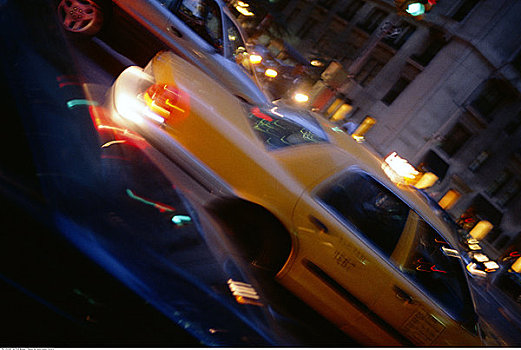 模糊,出租车,纽约,美国