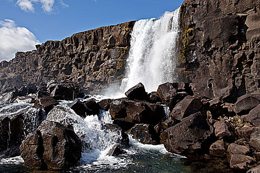 瀑布,国家公园,金色,圆,冰岛,欧洲
