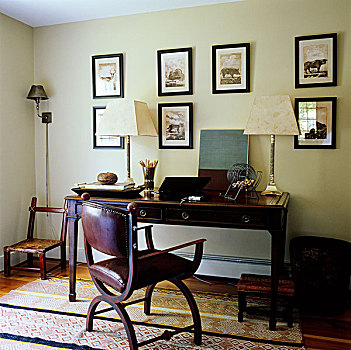 皮制扶手椅,老式,书桌