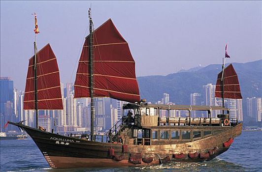 中国,香港,维多利亚港,帆船