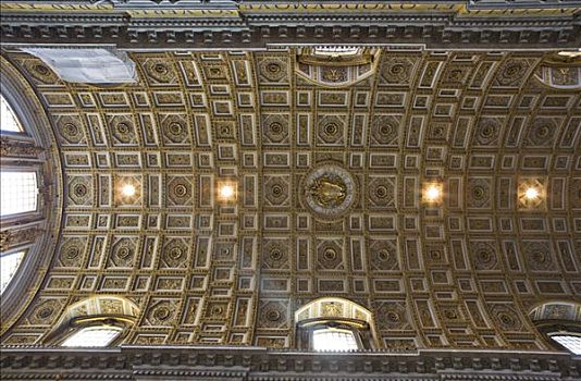 天花板,教堂中殿,教堂,罗马,意大利,欧洲