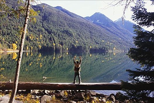 男人,湖,省立公园,不列颠哥伦比亚省,加拿大
