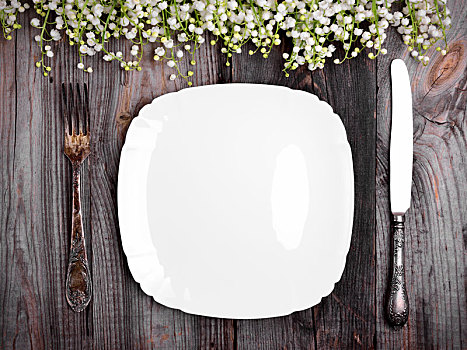 白色,瓷器,盘子,铁,旧式,餐具