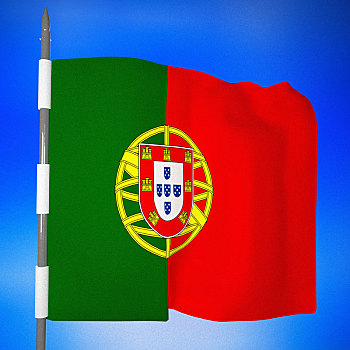 葡萄牙,旗帜,上方,蓝天