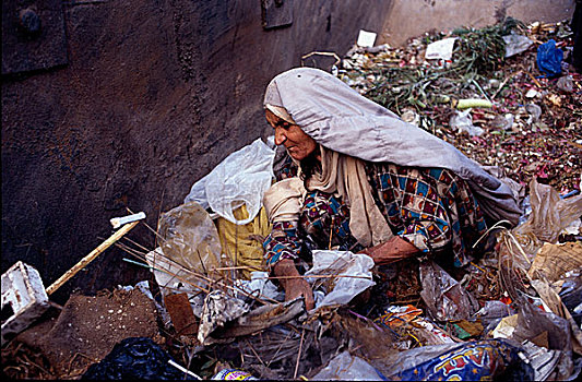 老太太,难民,阿富汗,再循环,材质,室内,垃圾箱,白沙瓦,巴基斯坦