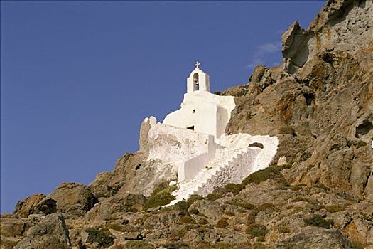 山,教堂,纳克索斯岛,基克拉迪群岛,希腊
