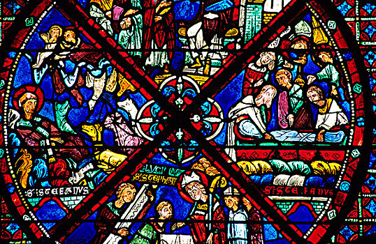 法国,中心,博格斯,彩色玻璃窗,12世纪,13世纪,世纪