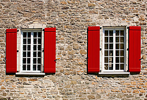 红色,百叶窗,窗户,建筑,乡村,魁北克老城,城市,魁北克,加拿大