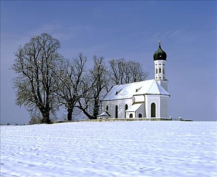 安德里亚,教堂,靠近,冬天,地区,上巴伐利亚,德国