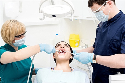 牙医,清洁,女人,牙齿