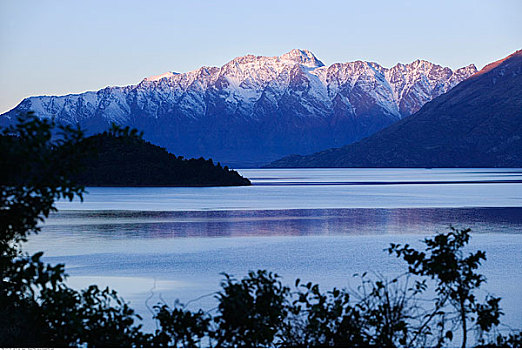 山峦,上方,瓦卡蒂普湖,皇后镇,南岛,新西兰