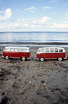 玩具汽车,海滩